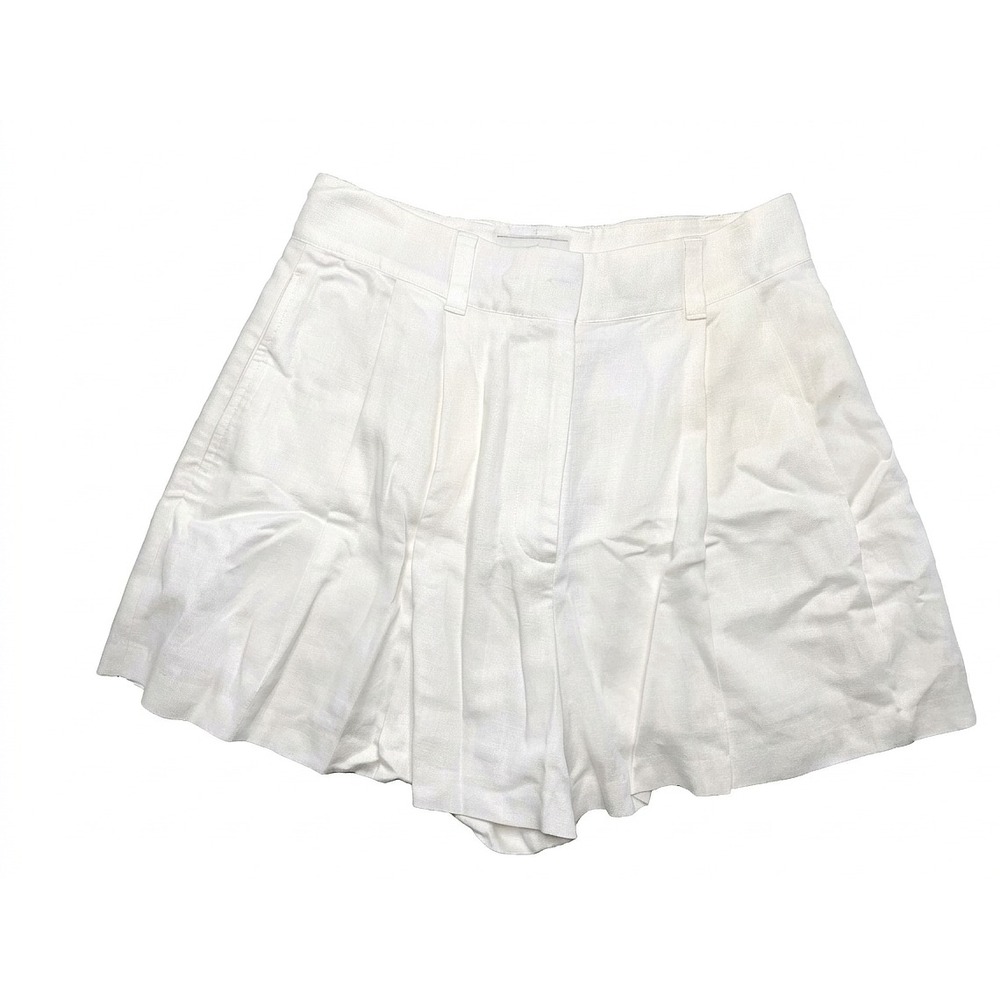 Club Monaco Women's Pleated Shorts Size 4 White Cotton Blend Made In Vietnam